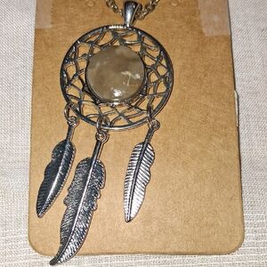 N004 Hand Made Nebraska River Rock  Dreamcatcher Necklace